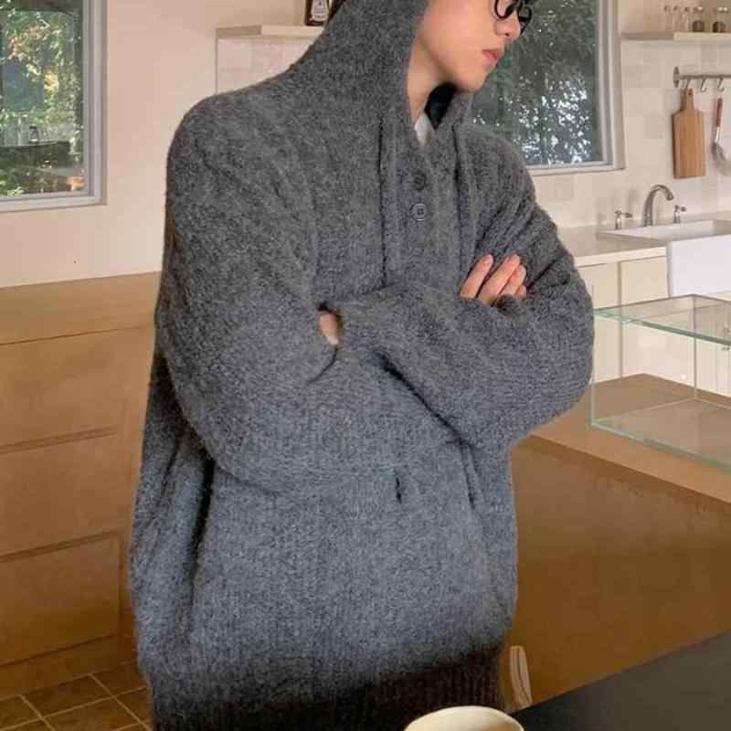 春 コーデ メンズ 用 服 シンプル ファッション オシャレ 大人 紳士服 アメリカン フード付き ニット ウール シャツ セーター ダーク グレー カジュアル 通勤スタイル ね着コーデ ゆったりシルエット さらっ着 普段使い 7,384円