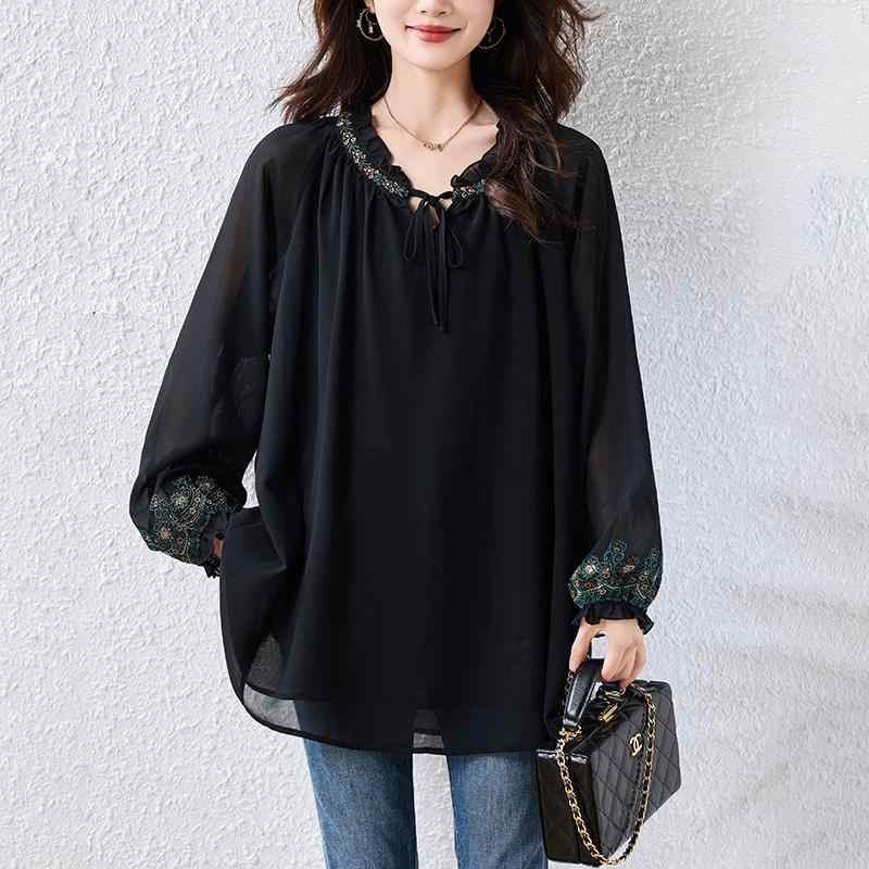 春 コーデ レディース ファッション オシャレ カワイイ シンプル きれいめ ナチュラル 上品カジュアル 婦人服 大きいサイズ シンプル レース シック レイヤリング シャツ ゆったり トップス