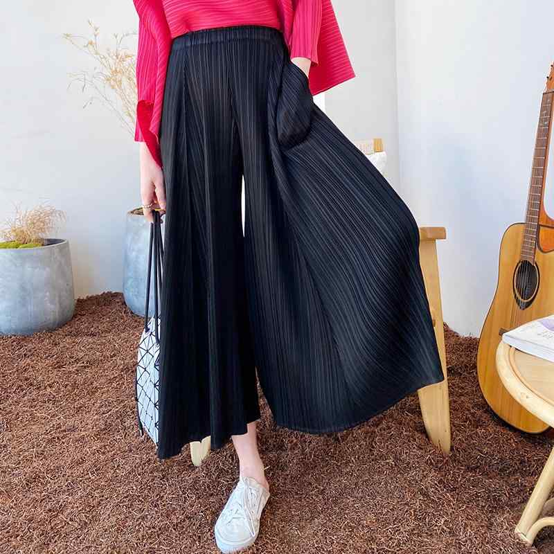 春 コーデ レディース ファッション オシャレ カワイイ シンプル きれいめ ナチュラル 上品カジュアル 婦人服 パンツ プリーツ ワイドレッグ 夏 薄手 ハイウエスト スリム ゆったり ビッグ スイング 九分丈