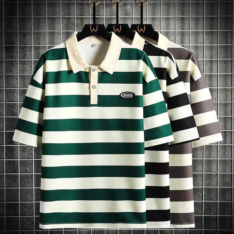 春 コーデ メンズ 用 服 シンプル ファッション オシャレ 大人 かっこいい 紳士服 五分丈 七分丈 半袖 シャツ ストライプ 夏 ポロシャツ カジュアル 通勤スタイル 重ね着コーデ ゆったりシルエット さらっと着 普段使い