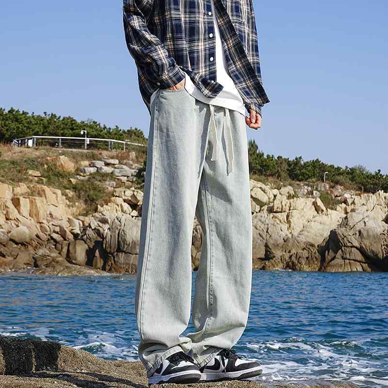 春 コーデ メンズ 用 服 シンプル ファッション 大人 紳士服 アメリカン カジュアル ストレート ワイド ジーンズ パンツ ブルー 春 カジュアル 通勤スタイル 重ね着コーデ ゆったりシルエット 快適フィット 動きやすい デイリー 5,490円