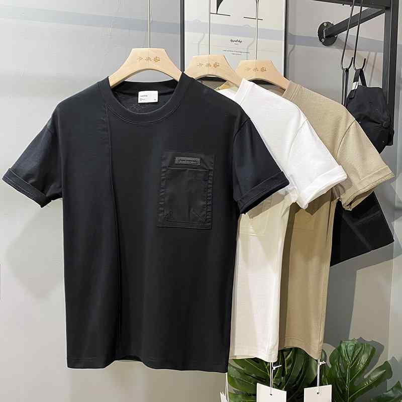 春 コーデ メンズ 用 服 シンプル ファッション オシャレ 大人 かっこいい 紳士服 半袖 コットン ニット シャツ ラウンドネック 夏 カジュアル 通勤スタイル 重ね着コーデ ゆったりシルエット さらっと着 普段使い