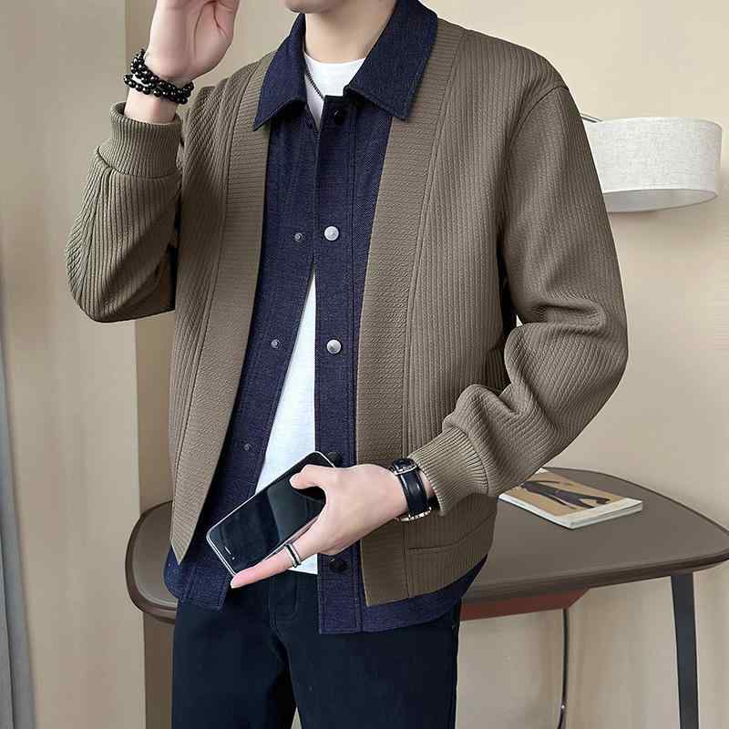春 コーデ メンズ 用 服 分かりやすい 流行り物 オシャレ 成年者 かっこいい 成人男性服 編み物 上衣 ジレー ハイエンド  心地好い 通い表現スタイル 重ね着コーデ ゆったり影ぼうし 軽アウター