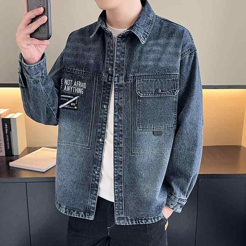 春 コーデ メンズ 用 服 分かりやすい 流行り物 オシャレ 成年者 かっこいい 成人男性服 心地よい 上衣 細工物上衣 秋 ジーンズプルオーバー  心地よい 通い表現スタイル 重ね着コーデ ゆったり影ぼうし 軽アウター