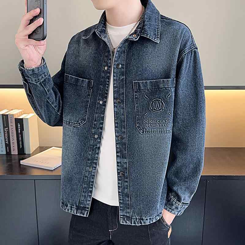 春 コーデ メンズ 用 服 シンプル ファッション オシャレ 大人 かっこいい 紳士服 ゆったり ワークシャツ デニムジャケット カジュアル 通勤スタイル 重ね着コーデ ゆったりシルエット 軽アウター