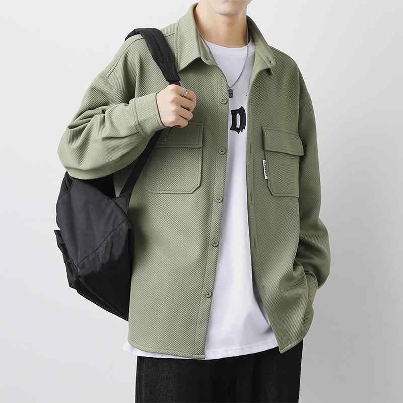 春 コーデ メンズ 用 服 シンプル ファッション オシャレ 大人 かっこいい 紳士服 カジュアル ゆったり 長袖 シャツ ジャケット コート 無地 ワークシャツ 秋 通勤スタイル 重ね着コーデ ゆったりシルエット 軽アウター