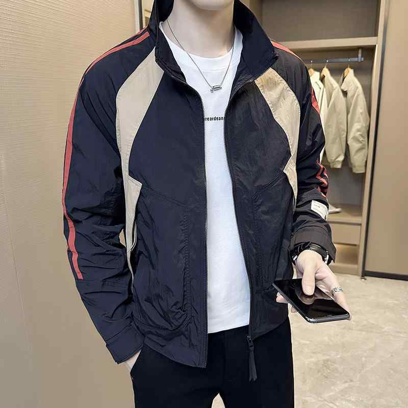春 コーデ メンズ 用 服 シンプル ファッション オシャレ 大人 かっこいい 紳士服 通気性 スタンドカラー ジャケット 速乾 夏 カジュアル 通勤スタイル 重ね着コーデ ゆったりシルエット 軽アウター｜リコット