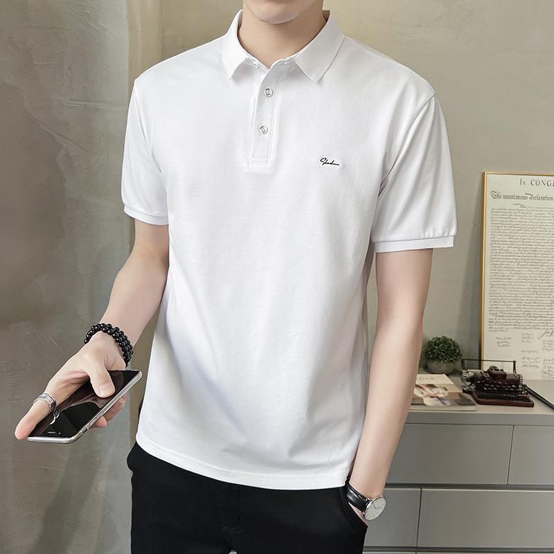 春 コーデ メンズ 用 服 シンプル ファッション オシャレ 大人 かっこいい 紳士服 半袖 コットン シャツ スリムフィット ホワイト 夏 ポロシャツ カジュアル 通勤スタイル 重ね着コーデ ゆったりシルエット さらっと着 普段使い
