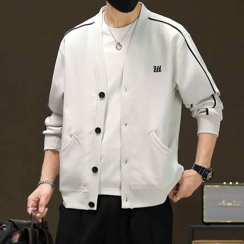 春 コーデ メンズ 用 服 シンプル ファッション オシャレ 大人 かっこいい 紳士服 ゆったり 長袖 ジャケット カーディガン セーター 無地 春秋 カジュアル 通勤スタイル 重ね着コーデ ゆったりシルエット 軽アウター