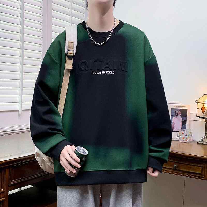 春 コーデ メンズ 用 服 シンプル ファッション オシャレ 大人 かっこいい 紳士服 グラデーション ラウンドネック ユニセックス 春 スウェットシャツ カジュアル 通勤スタイル 重ね着コーデ ゆったりシルエット さらっと着 普段使い