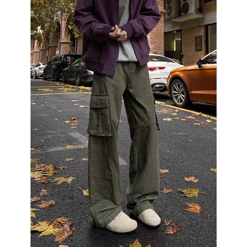 春 コーデ メンズ 用 服 シンプル 大人 紳士服 アメリカン アウトドア ストレート マルチ ポケット 無地 カジュアル パンツ カジュアル 通勤スタイル 重ね着コーデ ゆったりシルエット 快適フィット 動きやすい デイリー
