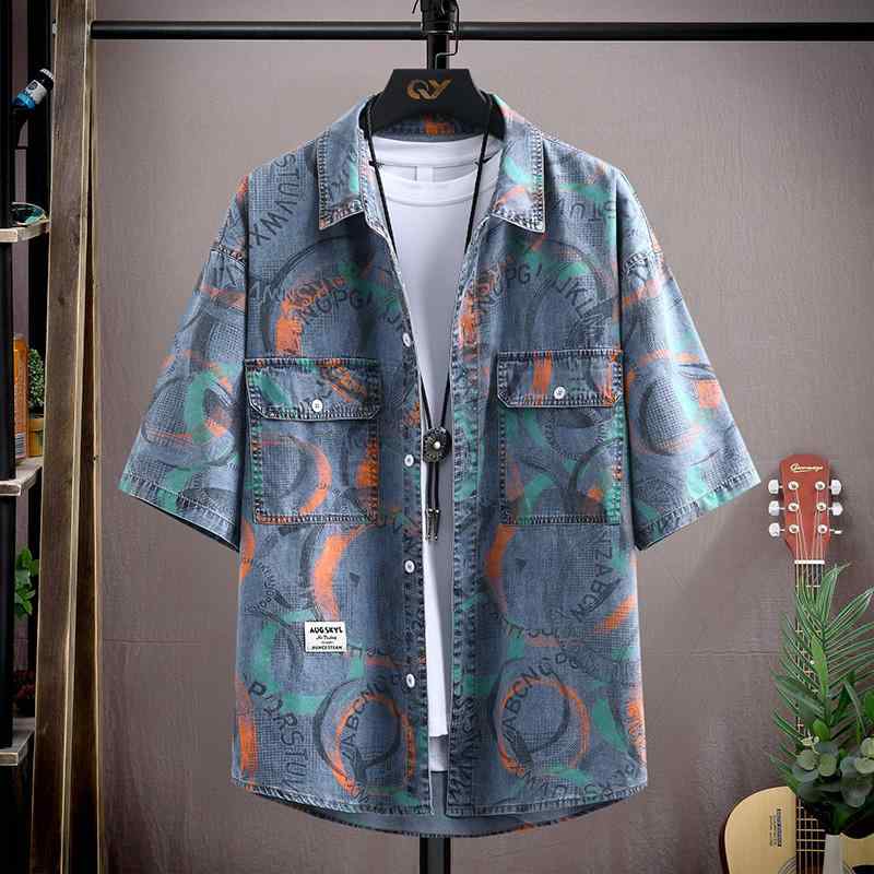 春 コーデ メンズ 用 服 シンプル ファッション オシャレ 大人 かっこいい 紳士服 カジュアル 半袖 通気性 デニム シャツ ジャケット 夏 カジュアル 通勤スタイル 重ね着コーデ ゆったりシルエット 軽アウター