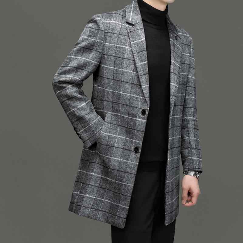 春 コーデ メンズ 用 服 シンプル ファッション オシャレ 大人 かっこいい 紳士服 カジュアル チェック ウール コート ツイード ハイエンド 春　秋 通勤スタイル 重ね着コーデ ゆったりシルエット 軽アウター