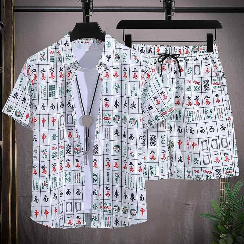 春 コーデ メンズ 用 服 シンプル ファッション オシャレ 大人 かっこいい 紳士服 半袖 パンツ シャツ 麻 夏 カジュアル 通勤スタイル 重ね着コーデ ゆったりシルエット 快適フィット 動きやすい デイリー 麻雀牌シャツ