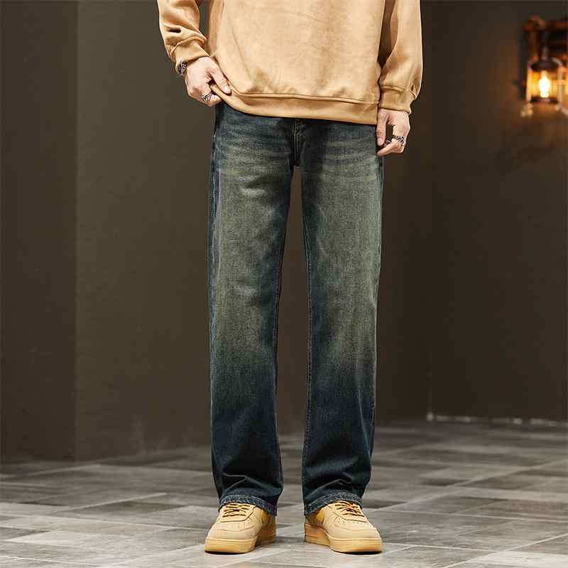 春 コーデ メンズ 用 服 シンプル ファッション 大人 紳士服 アメリカン カジュアル ストレート グラデーション ジーンズ パンツ カジュアル 通勤スタイル 重ね着コーデ ゆったりシルエット 快適フィット 動きやすい デイリー