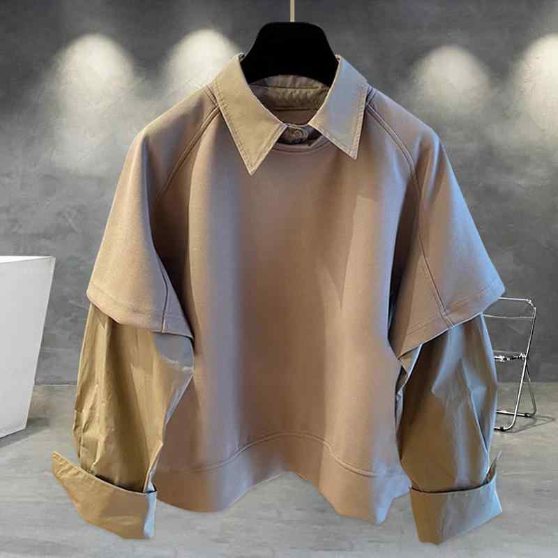 春 コーデ メンズ 用 服 シンプル ファッション オシャレ 大人 かっこいい 紳士服 長袖 プルオーバー スクエアネック 秋 スウェットシャツ カジュアル 通勤スタイル 重ね着コーデ ゆったりシルエット さらっと着 普段使い