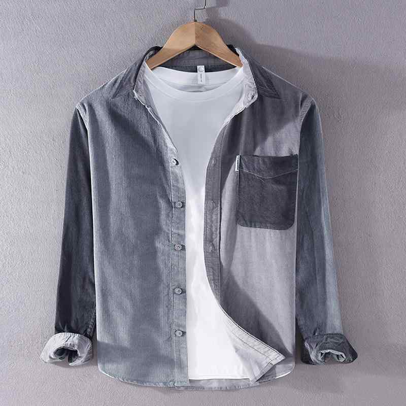 春 コーデ メンズ 用 服 分かりやすい 流行り物 オシャレ 成年者 かっこいい 成人男性服 心地よい 長袖 上衣 年月 コール天プルオーバー  心地よい 通い表現スタイル 重ね着コーデ ゆったり影ぼうし 軽アウター