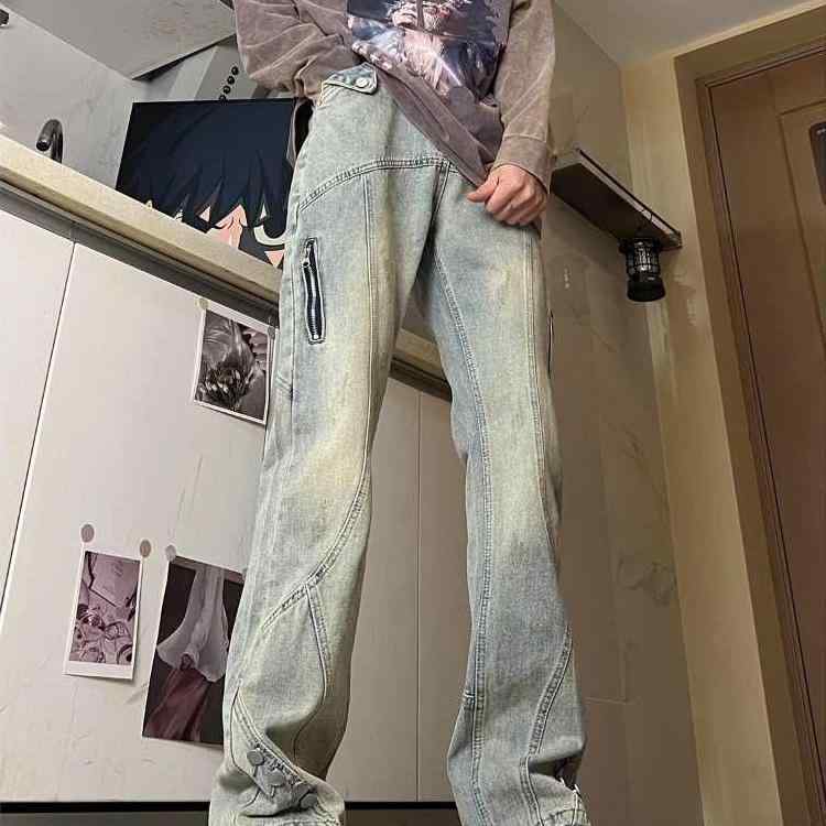 春 コーデ メンズ 用 服 シンプル ファッション 大人 紳士服 アメリカン ストリート ジーンズ パンツ ワークウェア フレアパンツ カジュアル 通勤スタイル 重ね着コーデ ゆったりシルエット 快適フィット 動きやすい デイリー