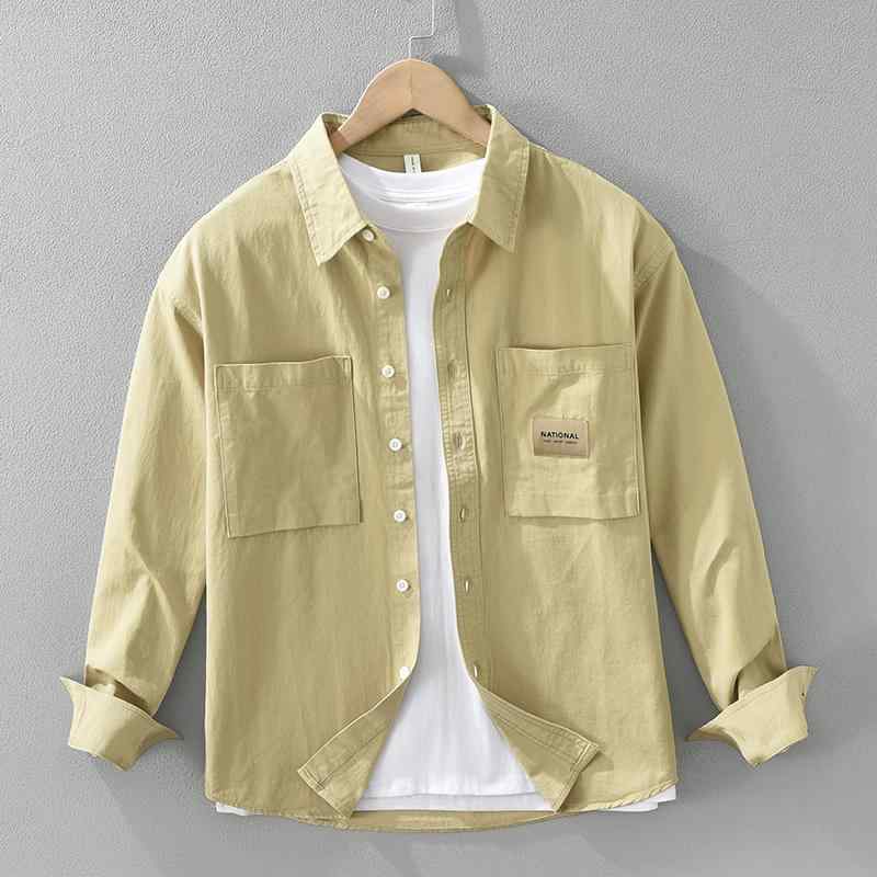 春 コーデ メンズ 用 服 シンプル ファッション オシャレ 大人 かっこいい 紳士服 長袖 綿 シャツ ジャケット 春秋 コットンシャツ カジュアル 通勤スタイル 重ね着コーデ ゆったりシルエット 軽アウター