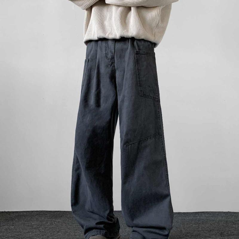 春 コーデ メンズ 用 服 シンプル 大人 紳士服 アメリカン ストリート カジュアル ストレート ワイド ポケット パンツ ワークウェア カジュアル 通勤スタイル 重ね着コーデ ゆったりシルエット 快適フィット 動きやすい デイリー