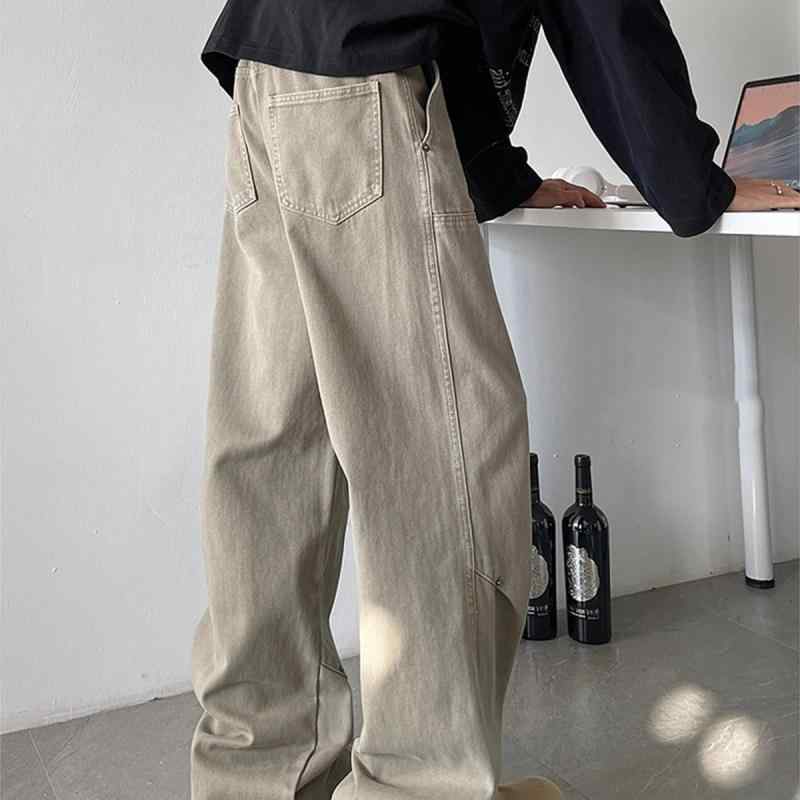 春 コーデ メンズ 用 服 シンプル 大人 紳士服 アメリカン ストリート ワイド ジーンズ パンツ ヴィンテージ ワークウェア 春秋 カジュアル 通勤スタイル 重ね着コーデ ゆったりシルエット 快適フィット 動きやすい デイリー
