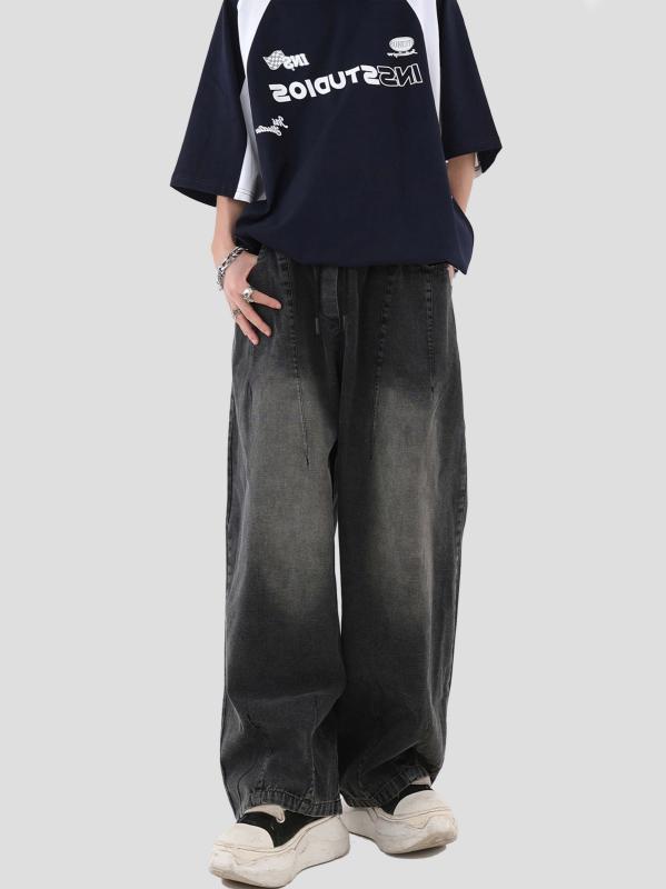 春 コーデ メンズ 用 服 紳士服 アメリカン ストリート カジュアル ゆったり ストレート ワイド 快適 グラデーション ジーンズ パンツ カジュアル 通勤スタイル 重ね着コーデ ゆったりシルエット 快適フィット 動きやすい デイリー