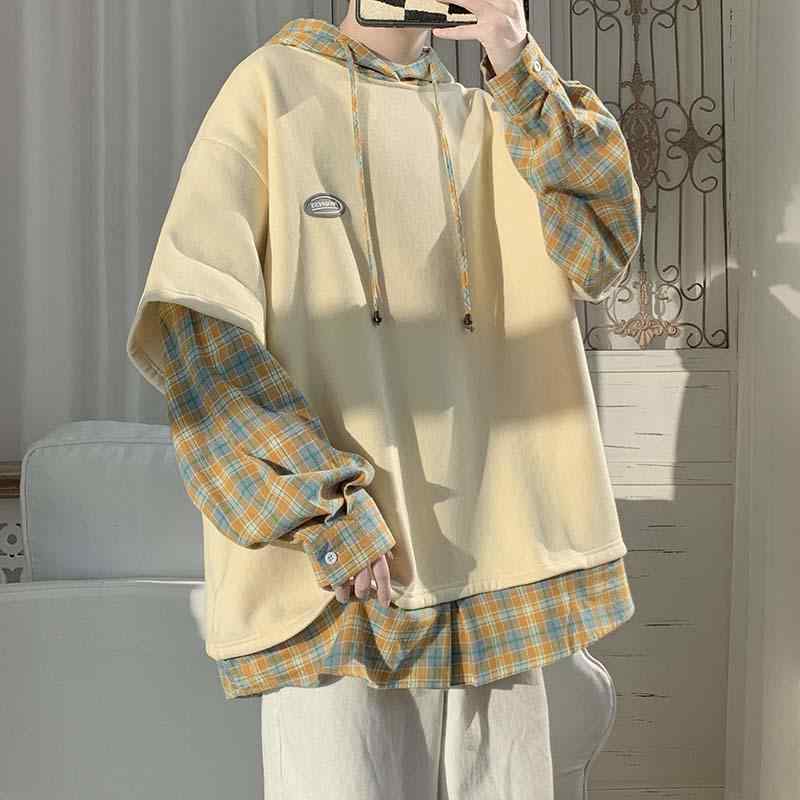 春 コーデ メンズ 用 服 シンプル ファッション オシャレ 大人 かっこいい 紳士服 ストリート カジュアル フード付き ジャケット 秋 スウェットシャツ カジュアル 通勤スタイル 重ね着コーデ ゆったりシルエット 軽アウター