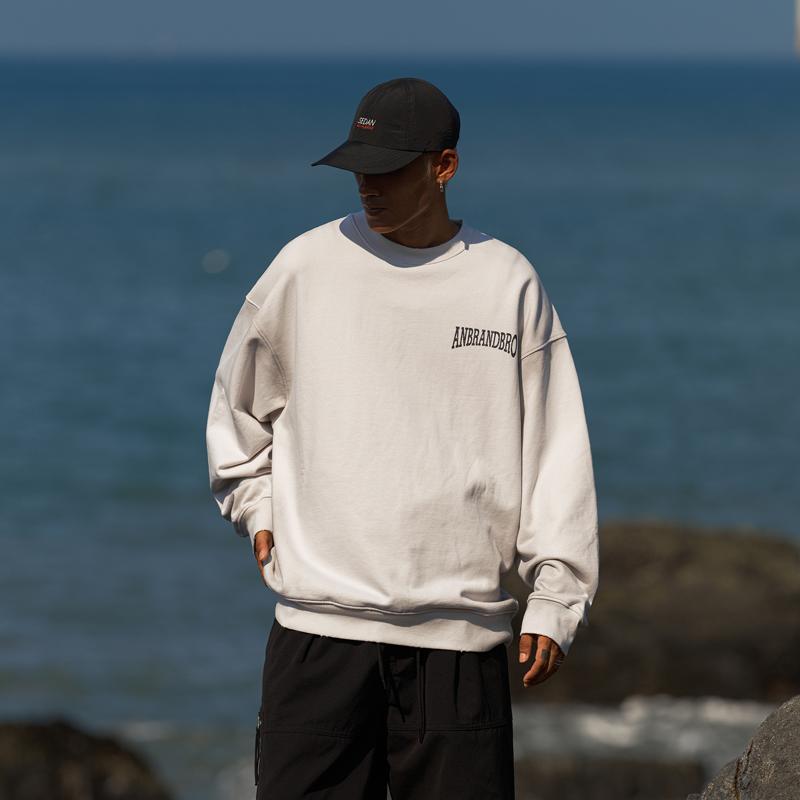 春 コーデ メンズ 用 服 分かりやすい 流行り物 オシャレ 成年者 かっこいい 成人男性服 好いたらしい 綿 ラウンドのど首 トレーナー  心地よい 通い表現スタイル 重ね着コーデ ゆったり影ぼうし さらっと着 普段使い