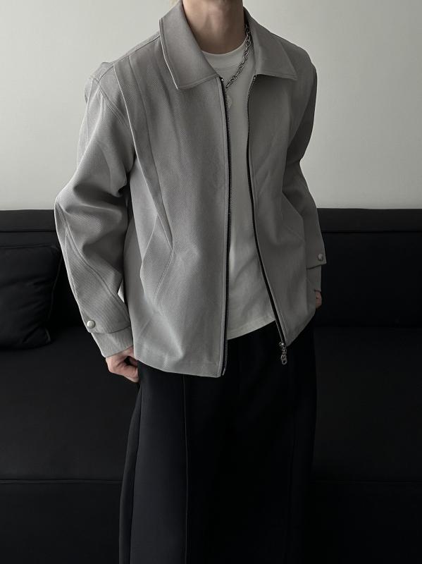 春 コーデ メンズ 用 服 分かりやすい 流行り物 オシャレ 成年者 かっこいい 成人男性服 広広とした 上衣 クロップド ファスナー  心地よい 通い表現スタイル 重ね着コーデ ゆったり影ぼうし 軽アウター メンズファッション-コート・ジャケット