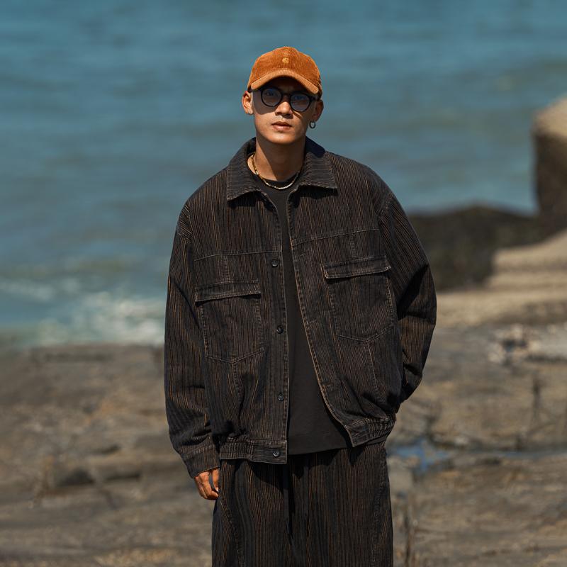 春 コーデ メンズ 用 服 分かりやすい 流行り物 オシャレ 成年者 かっこいい 成人男性服 広々とした 上衣 縞模様 古典派音楽 細工物御召しもの 秋  心地好い 通い表現スタイル 重ね着コーデ ゆったり影ぼうし 軽アウター