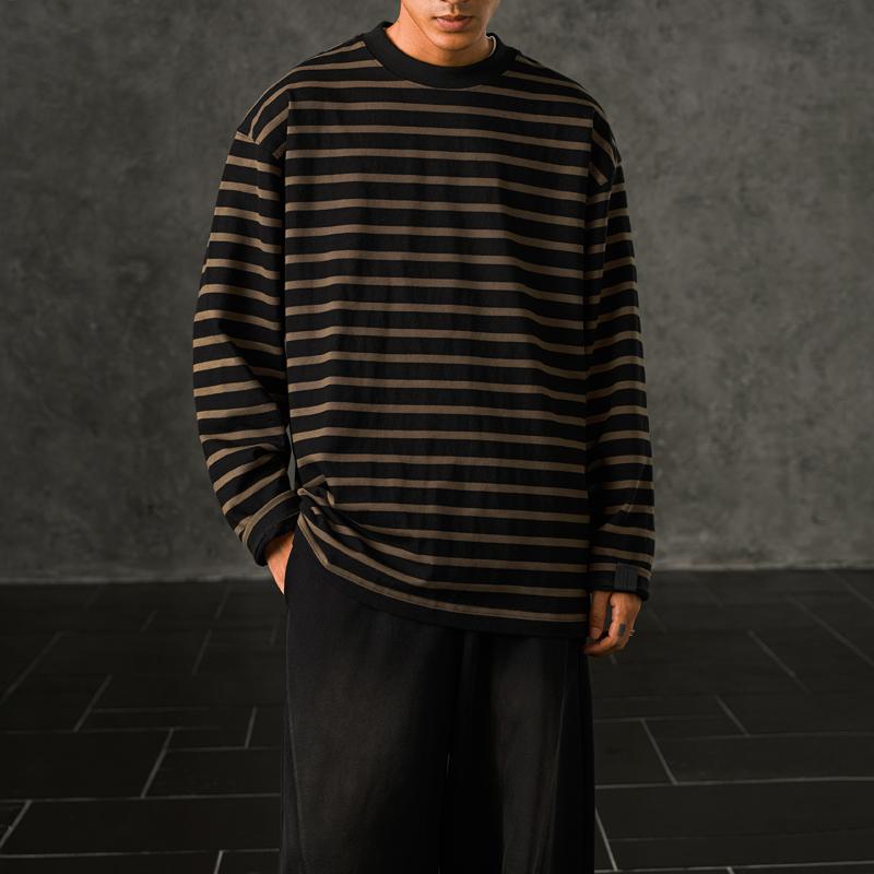 春 コーデ メンズ 用 服 シンプル ファッション オシャレ 大人 かっこいい 紳士服 アメリカン ゆったり 長袖 綿 シャツ ストライプ 春秋 カジュアル 通勤スタイル 重ね着コーデ ゆったりシルエット さらっと着 普段使い|リコット