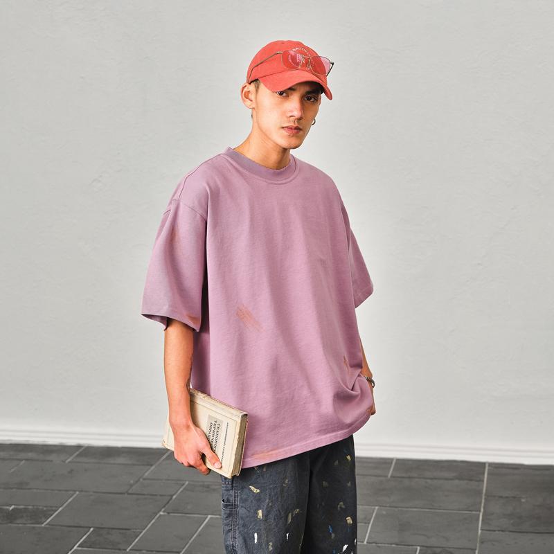 春 コーデ メンズ 用 服 分かりやすい 流行り物 オシャレ 成年者 かっこいい 成人男性服 心地よい ゆったり 半袖 プルオーバー ラウンドのど頚 無地 夏  心地よい 通い表現スタイル 重ね着コーデ ゆったり影ぼうし さらっと着 普段使い