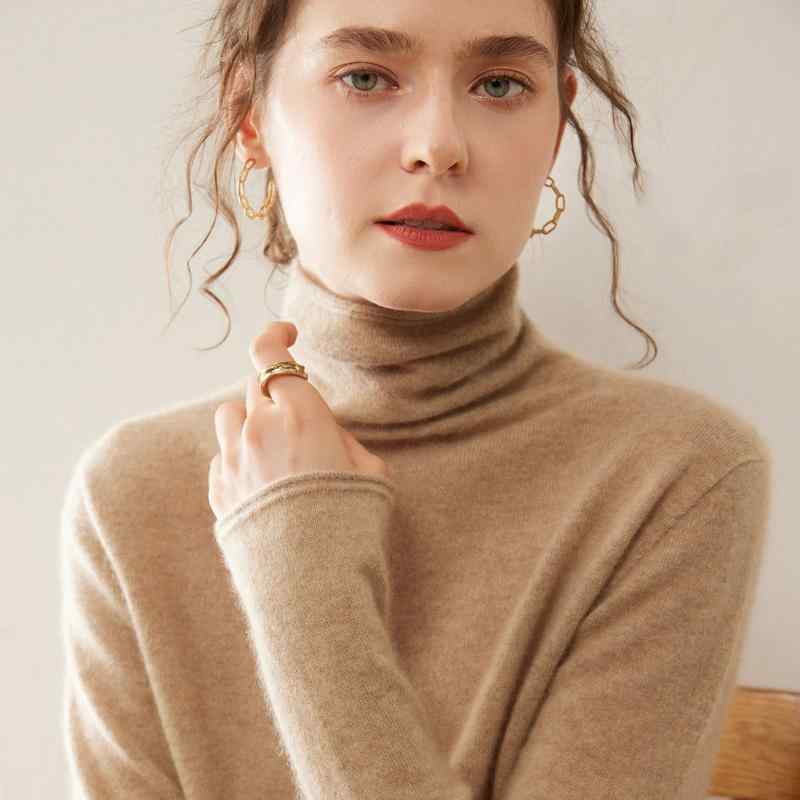 春 コーデ レディース ファッション オシャレ カワイイ シンプル きれいめ ナチュラル 上品カジュアル 婦人服 タートルネック セーター スリムフィット プルオーバー シャツ タイト パイル ネック ニット