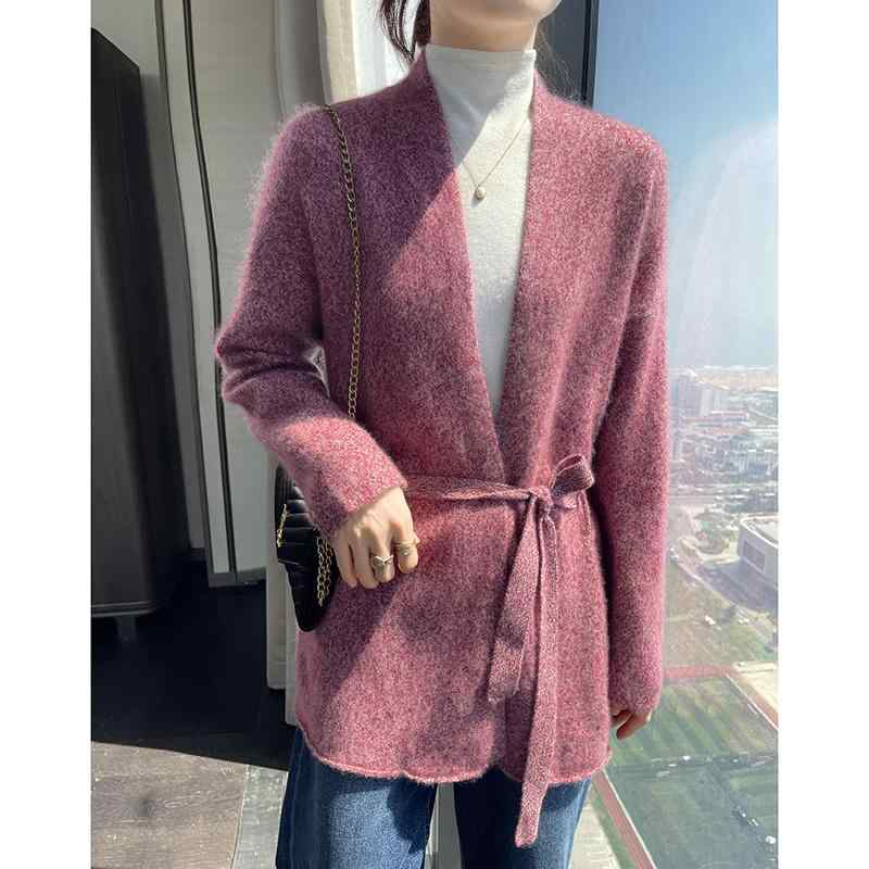 春 コーデ レディース ファッション オシャレ カワイイ シンプル きれいめ ナチュラル 上品カジュアル 婦人服 ニット レースアップ カーディガン コート 厚手 セーター ミドル丈 トップス