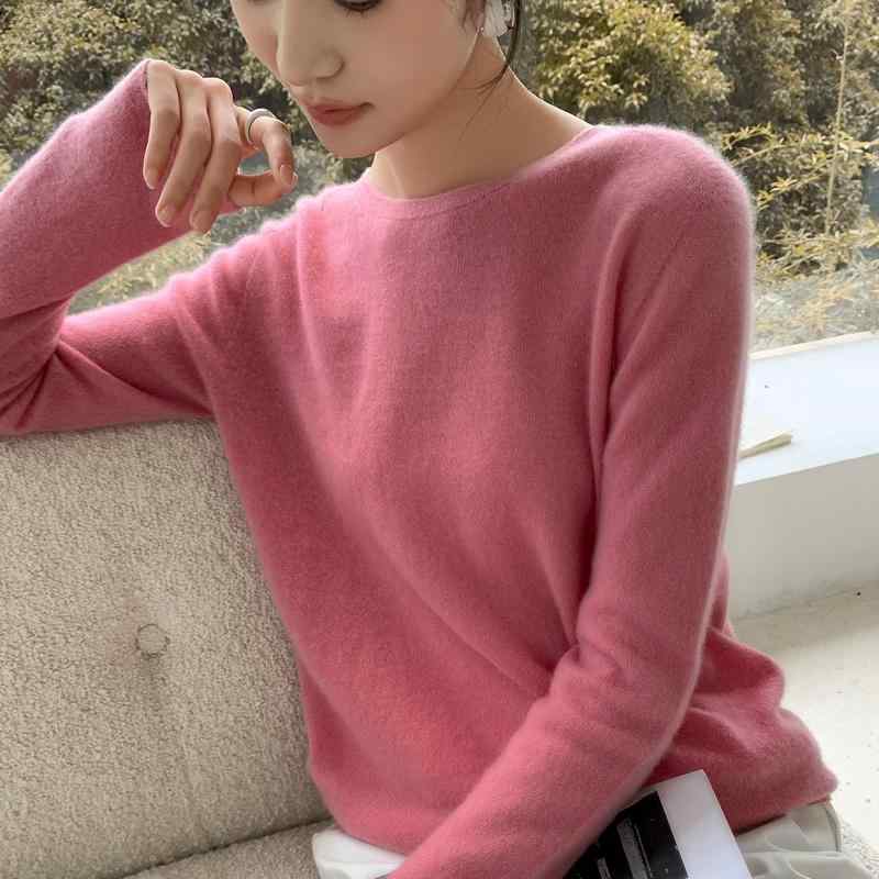 春 コーデ レディース 流行り物 オシャレ カワイイ   分かりやすい 好いたらしいめ 自然的 雅びやか心地よい お上さん服 衣装 シームレス スウェーター ラウンドのど首 無地 軍事基地 度合い ティーシャツ 編み物肌付き ホンブルグ帽