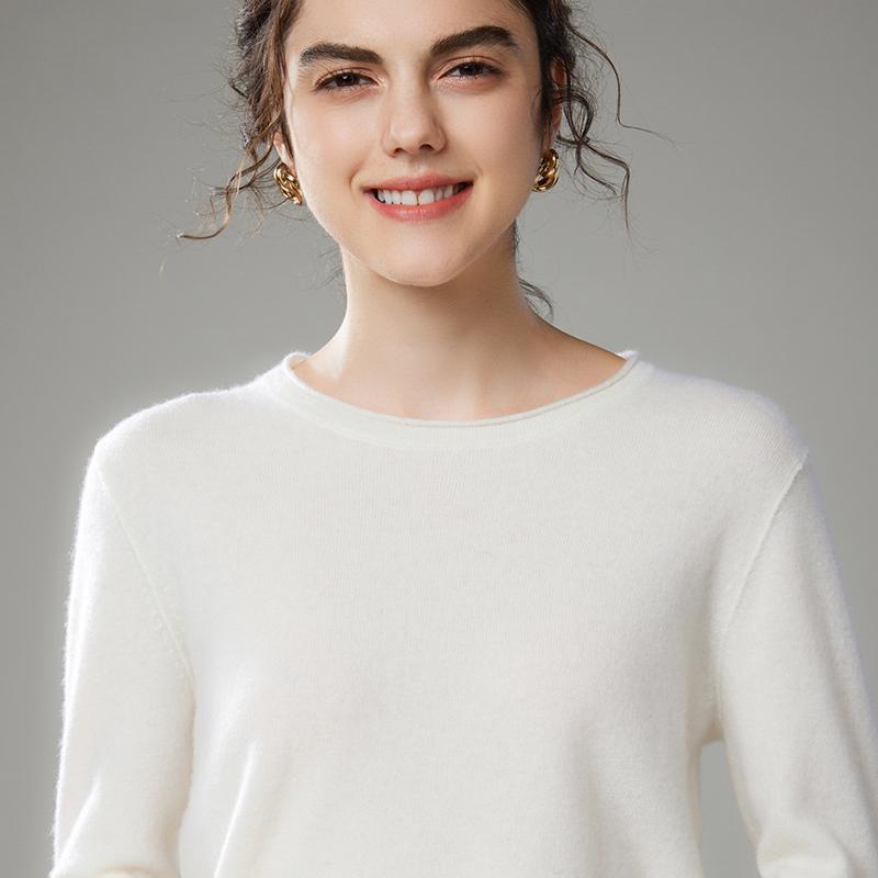 春 コーデ レディース ファッション オシャレ カワイイ シンプル きれいめ ナチュラル 上品カジュアル 婦人服 ラウンドネック ロールエッジ セーター プルオーバー 無地 大きいサイズ ニット ｜リコット