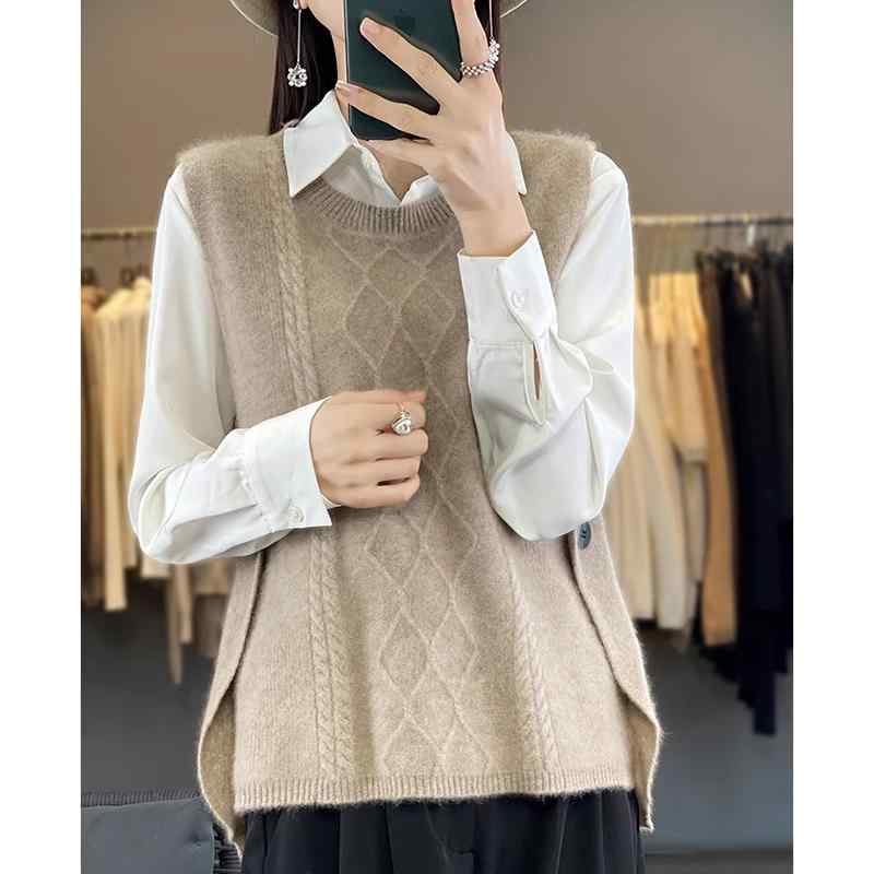 春 コーデ レディース ファッション オシャレ カワイイ シンプル きれいめ ナチュラル 上品カジュアル 婦人服 ウール ベスト ツイスト カジュアル チョッキ アウターウェア 9,202円