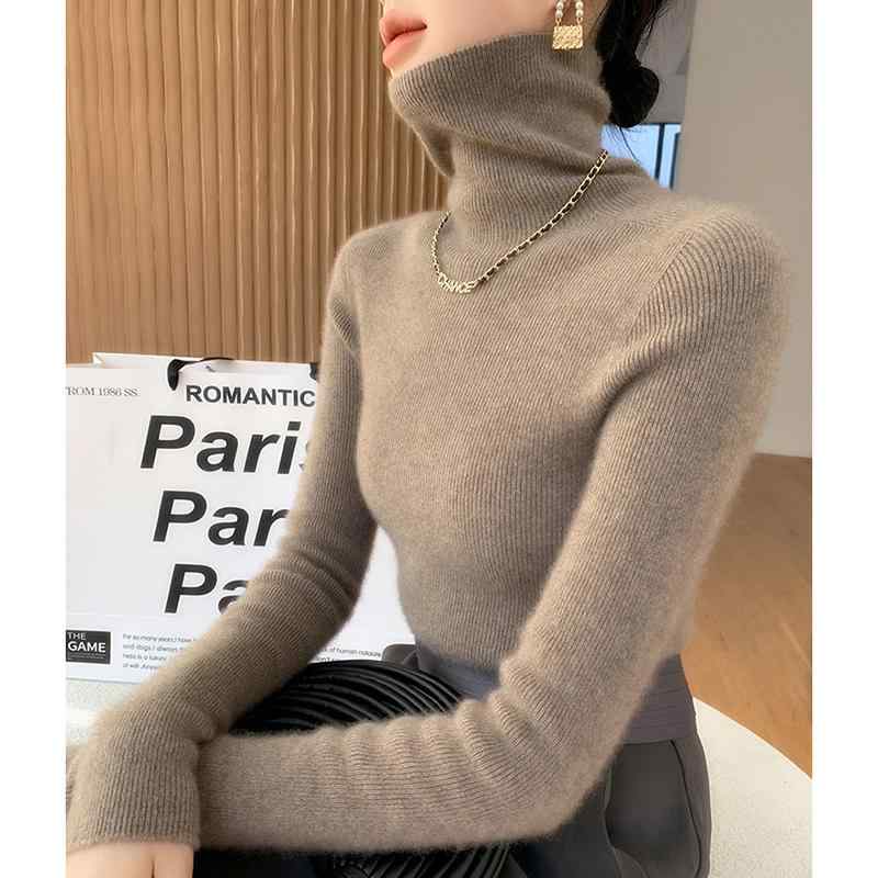 春 コーデ レディース 流行り物 オシャレ カワイイ   分かりやすい 好いたらしいめ 自然的 雅びやか心地よい お上さん服 タートルネック スウェーター か細い もの言う花 ソリッドカラー スウェーター シームレス ホンブルグ帽 きつい プルオーバー