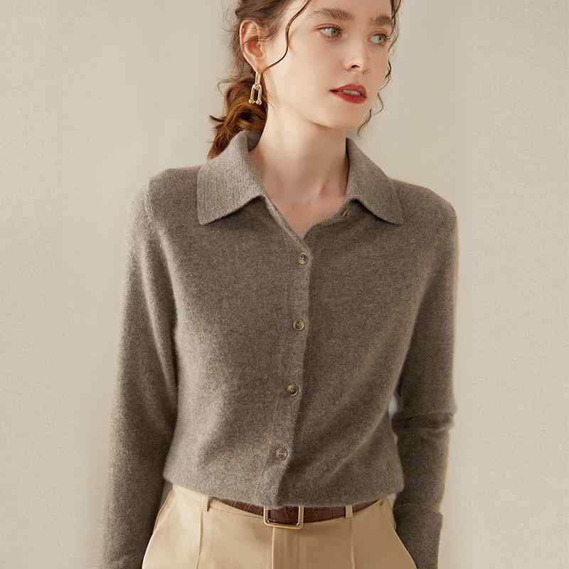 春 コーデ レディース ファッション オシャレ カワイイ シンプル きれいめ ナチュラル 上品カジュアル 婦人服 無地 カーディガン ポロカラー セーター ジャケット シャツ ソフト ニット