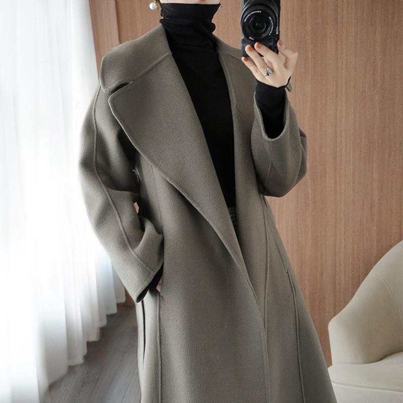 春 コーデ レディース ファッション オシャレ カワイイ シンプル きれいめ ナチュラル 上品カジュアル 婦人服 ハイエンド コート ミドル丈 スリム ウール |リコット