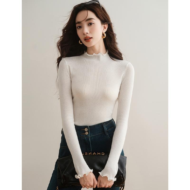 春 コーデ レディース ファッション オシャレ カワイイ シンプル きれいめ ナチュラル 上品カジュアル 婦人服 長袖 ボトムス フレンチ ハーフ ハイネック ニット セーター 5,542円