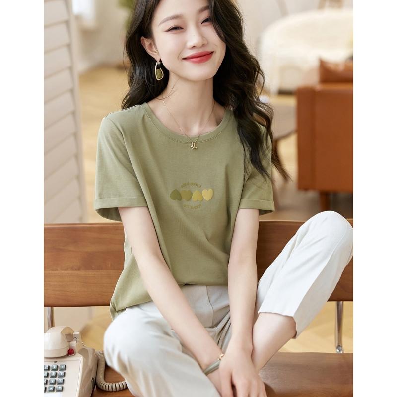 春 コーデ レディース ファッション オシャレ カワイイ シンプル きれいめ ナチュラル 上品カジュアル 婦人服 シンプル トップス コットン Tシャツ