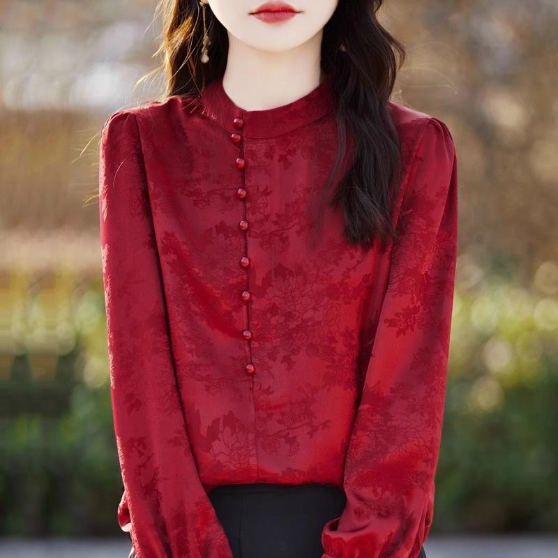 春 コーデ レディース ファッション オシャレ カワイイ シンプル きれいめ ナチュラル 上品カジュアル 婦人服 スタンドカラー ハイエンド 長袖 トップス シャツ 5,790円