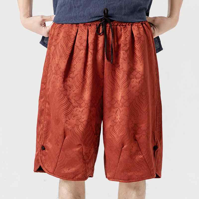 アジアンテイスト 衣装 メンズ ファッション 服 用 オシャレ シンプル 大人 かっこいい 大きいサイズ 紳士服 ジャカードパンツ 大きいサイズ パンツ アウター カジュアル 五分丈 夏