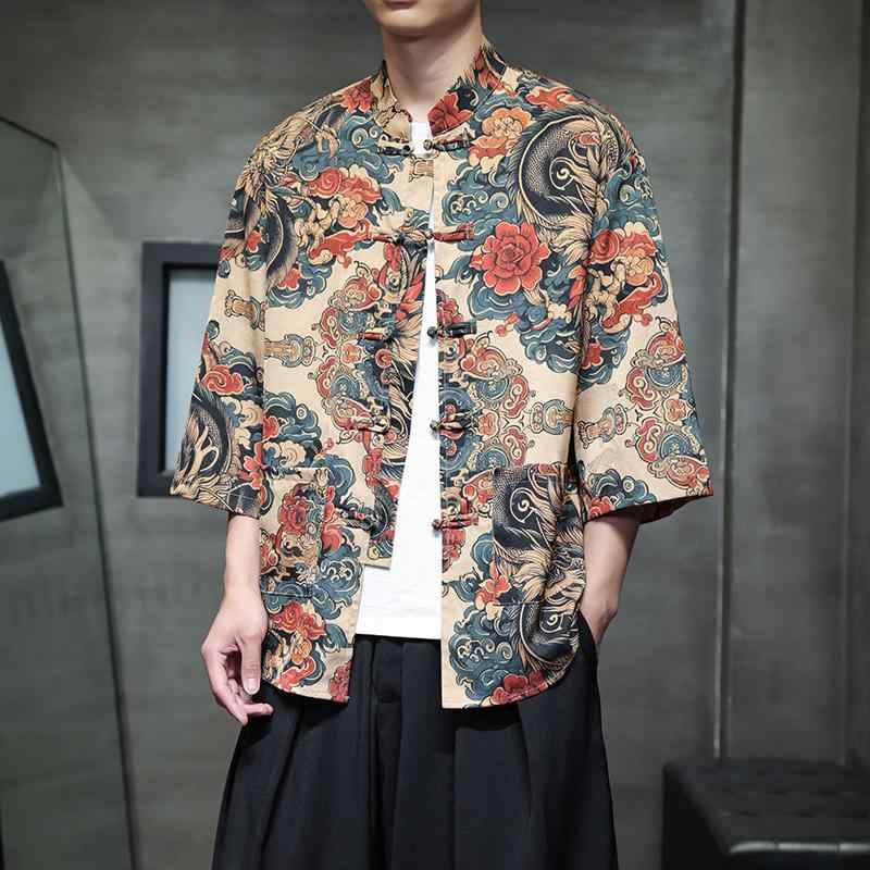 メンズ ファッション 服 男性用 オシャレ シンプル 大人 かっこいい ストリート 夏 プリント 半袖 シャツ ボタン ダウン 薄手 ミドル スリーブ