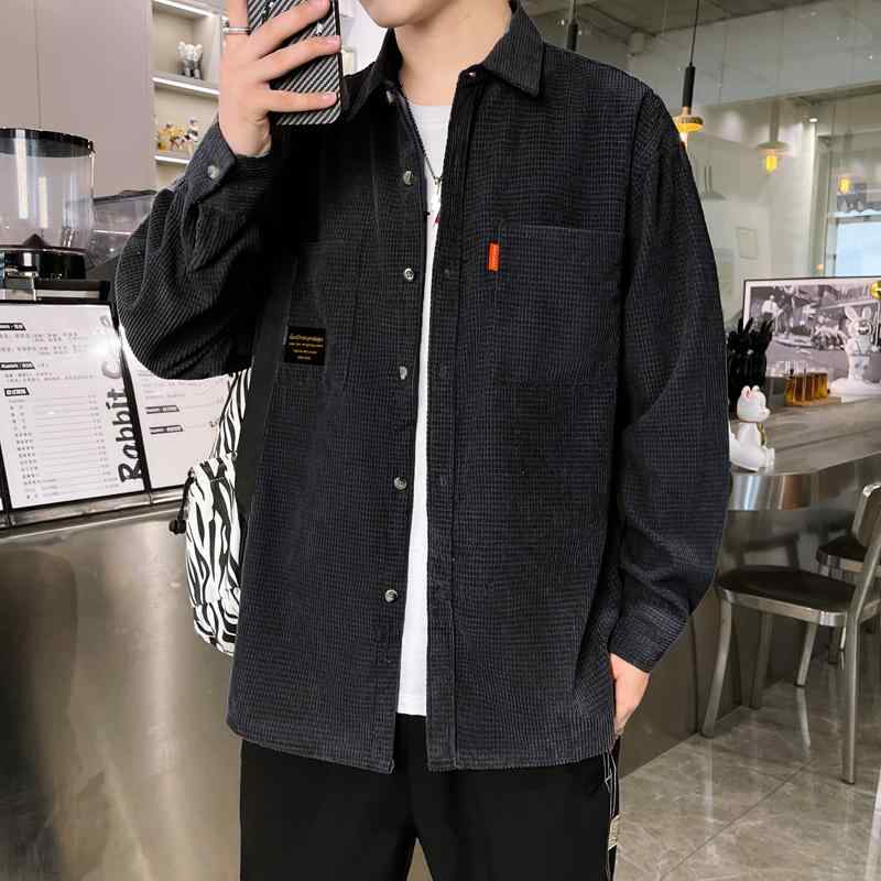 メンズ ファッション 服 男性用 オシャレ シンプル 大人 かっこいい ストリート ゆったり ストライプシャツ コーデュロイ 無地 トップス スリム 長袖 シャツ ジャケット