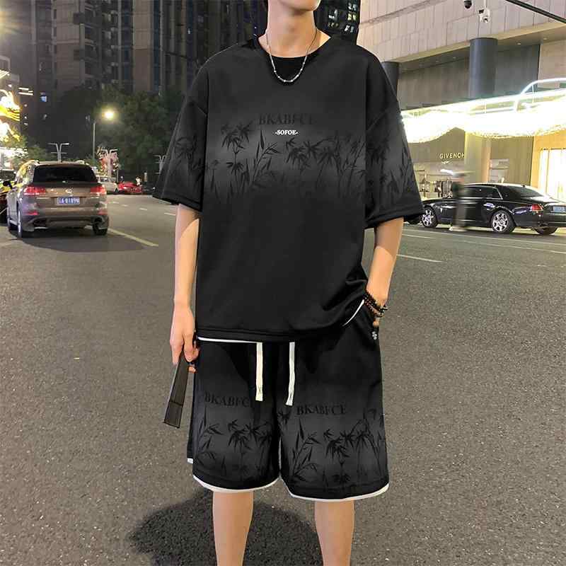 メンズ ファッション 服 男性用 オシャレ シンプル 大人 かっこいい ストリート 半袖 Tシャツ 冷感 五分丈 パンツ グラデーション 薄手 カジュアル スーツ
