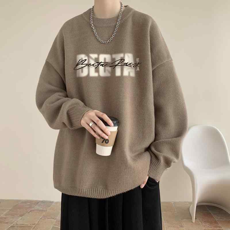 メンズ ファッション 服 男性用 オシャレ シンプル 大人 かっこいい ストリート アメリカン レトロ プルオーバー セーター レター プリント ラウンドネック カジュアル トップス ジャケット