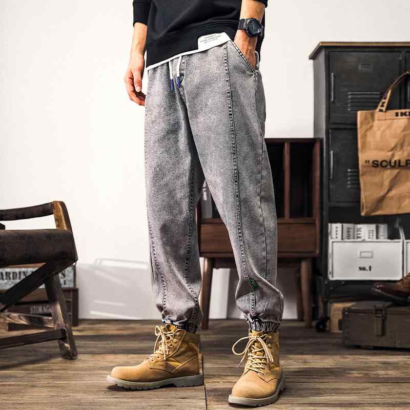 メンズ ファッション 服 男性用 オシャレ シンプル 大人 かっこいい ストリート ジーンズ 快適 ゆったり 大きいサイズ 袖口 九分丈 パンツ レトロ カジュアル ロング