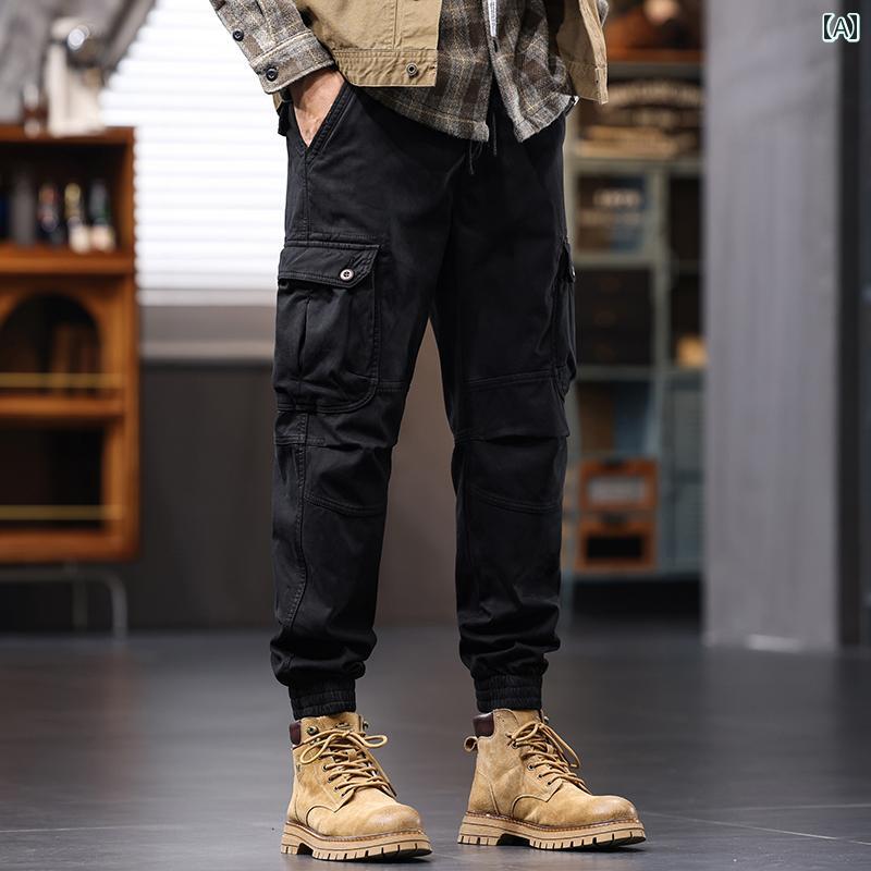 メンズ ファッション 服 男性用 オシャレ シンプル 大人 かっこいい ストリート ゆったり 袖口 ゆったり ストレート コットン スポーツ アウトドア レジャー パラシュートパンツ